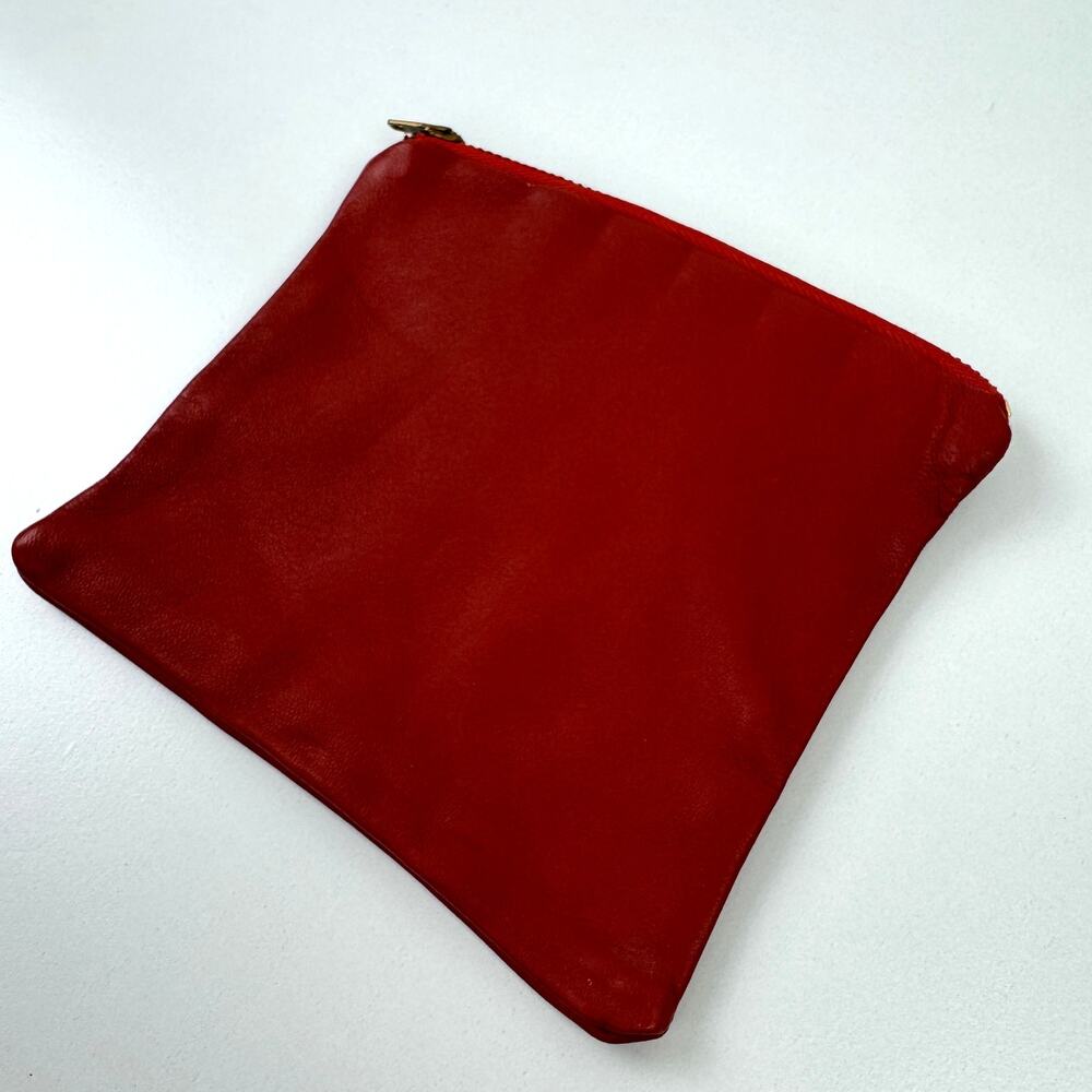 Vintage Burnt Orange Brick Handbag Pebbled Leather Casual Zip Pouch Size 6x5.25 - Picture 2 of 5